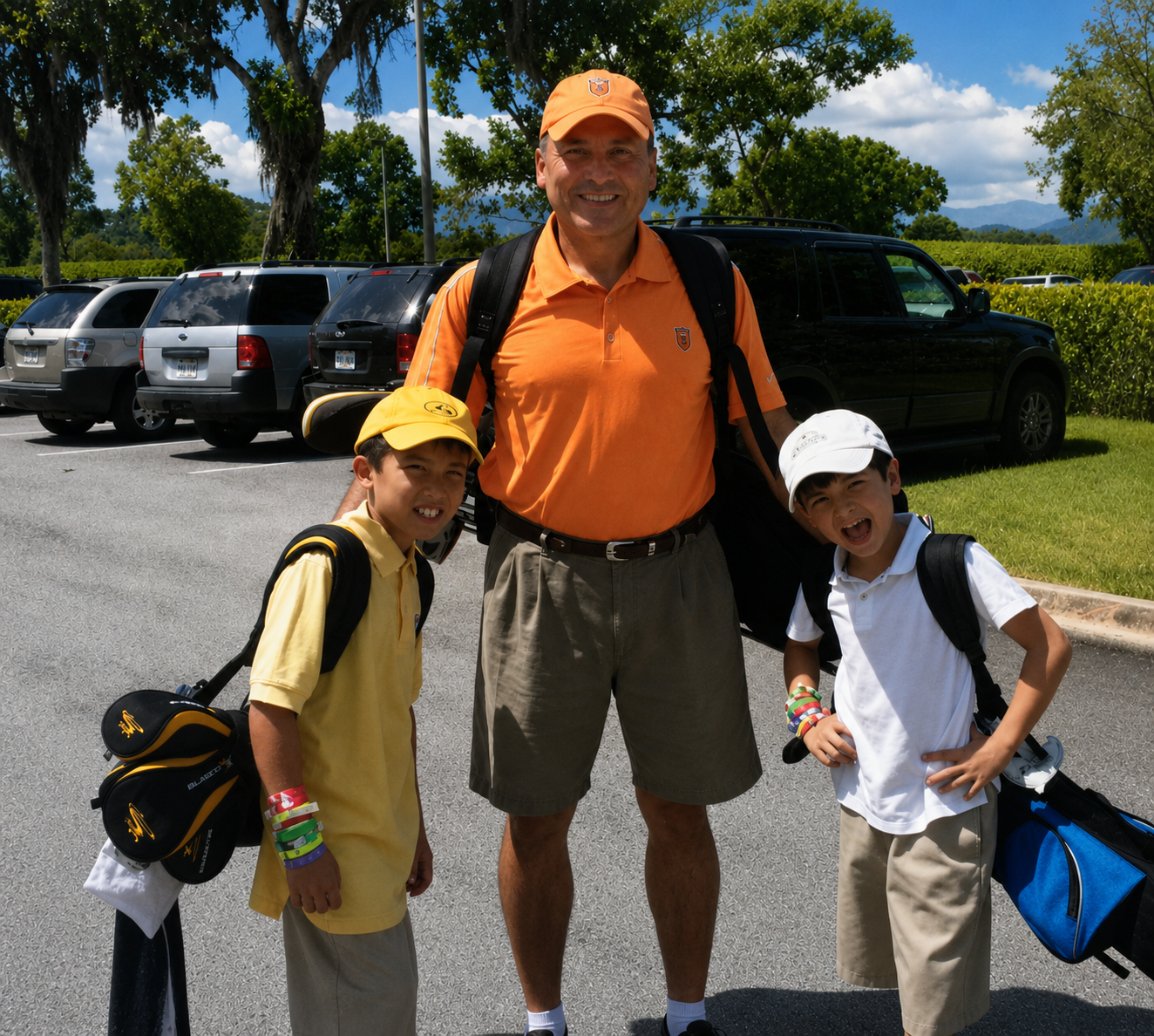 Thomas golfing with his boys